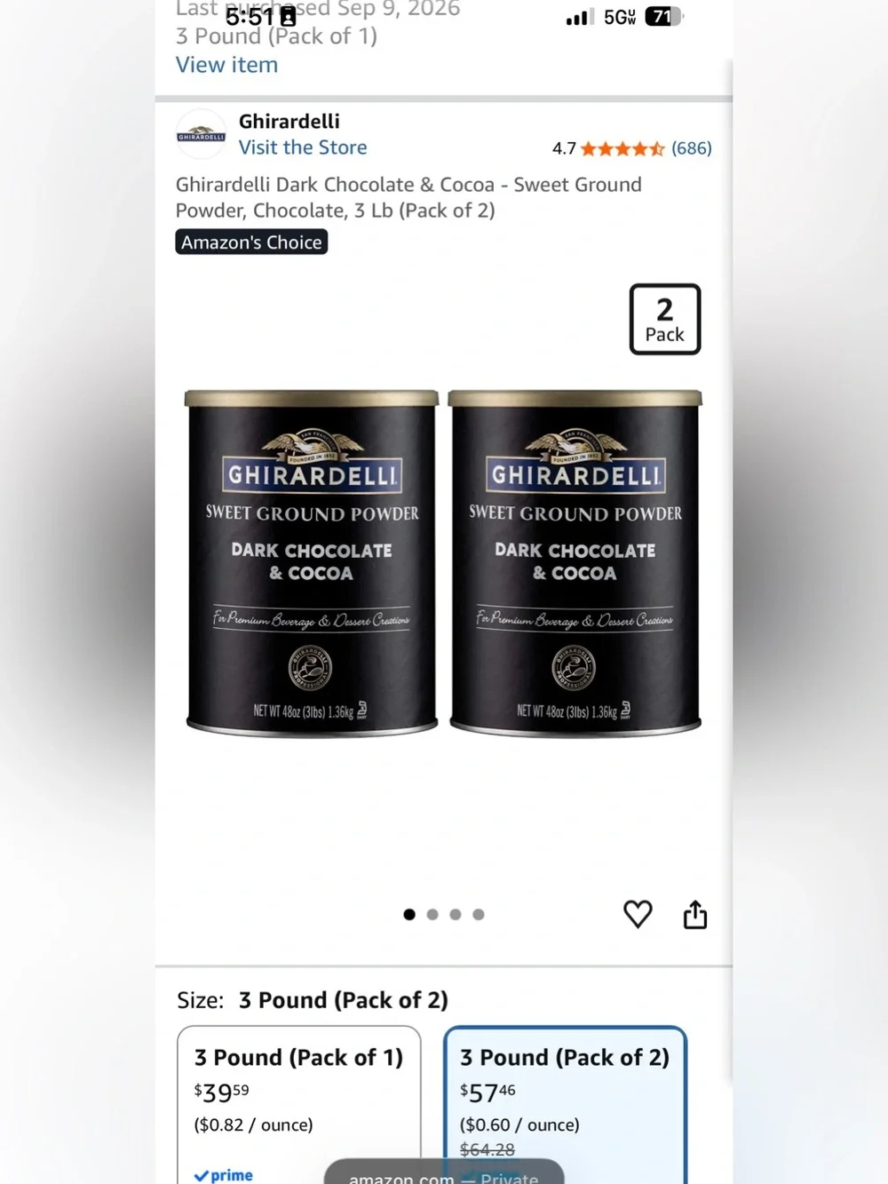 Ghirardelli Dark Chocolate and cocoa powder